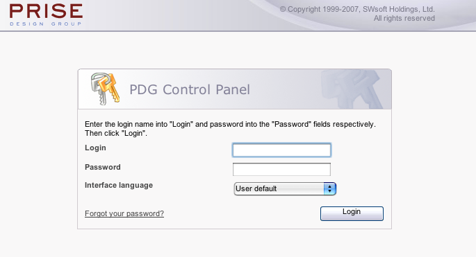 Modified Plesk Login Page